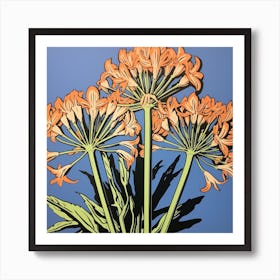 Agapanthus 3 Pop Art Illustration Square Art Print