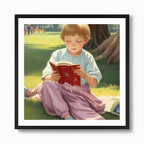 Girl Reading A Book Art Print