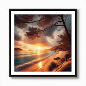 Sunset On A Beach Art Print
