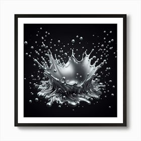 Water Splash On Black Background Art Print