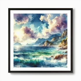 Watercolor Seascape Painting 5 Art Print