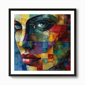 Mosaic Woman Face Art Print