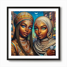 Two Women In A City Art Print