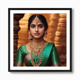 indian girl jewel ai illustration art Poster