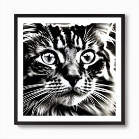 Black And White Cat 5 Art Print