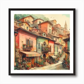 Colorful Italian Town Art Print