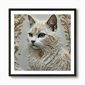 Cat With Flowers 1 Art Print