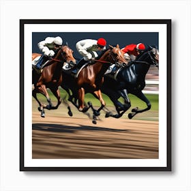 Jockeys Racing On The Track 6 Art Print