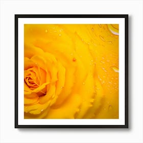 Yellow Rose With Water Droplets Poster