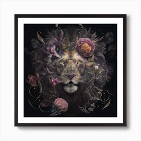 Floral Lion Pride Art Print