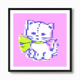 Pixel Cat Square Art Print