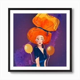 Girl With Balloons Art Print