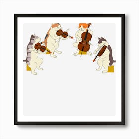 Fun Cats Playing Violin Cello Gift Music Cat Lover Art Print