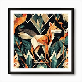 Geometric Foxes Art Print