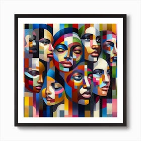 Abstract Of Women'S Faces Art Print