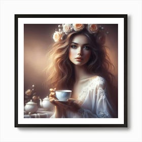 Girl With A Cup Of Tea Art Print