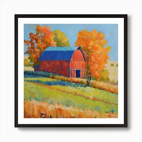 Red Barn In Fall 4 Art Print