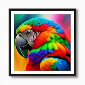 Colorful Parrot With Black Beak Yellow Eyes Art Print