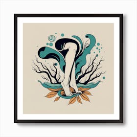 Feet sea waves on branch Art Print