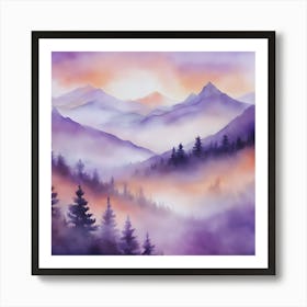 Watercolor Of Mountains 2 Art Print