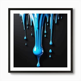 Blue Paint Dripping Art Print