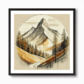 Firefly An Illustration Of A Beautiful Majestic Cinematic Tranquil Mountain Landscape In Neutral Col 2023 11 23t001206 Art Print