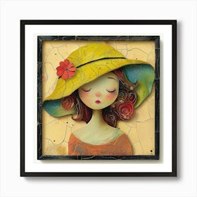 Girl In Yellow Hat Art Print