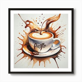 Coffee Cup With Splashes Poster