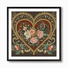 Ornate Vintage Hearts Muted Colors Lace Victorian 1 Art Print