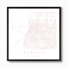 Memphis Tennessee Light Pink Minimal Street Map Square Art Print