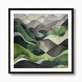 Japanese Watercolour Of Mount Haku 5 Art Print