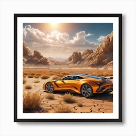 Sports Car In The Desert Poster