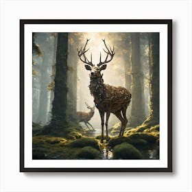 Deer In The Forest 50 Art Print