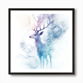 Deer In Smoke Stock Photo Art Print