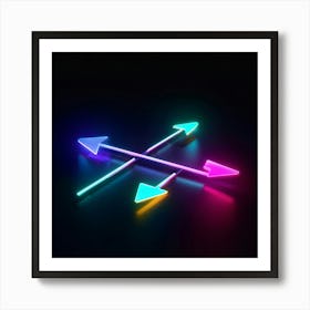 Abstract Navigation Arrows Glowing Neon Colors Against A Dark Gradient Background Suggested Moveme 2 1 Art Print