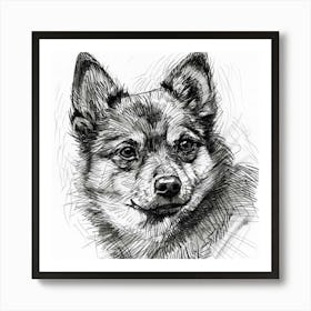  Finnish Spitz Dog Line Sketch 1 Art Print