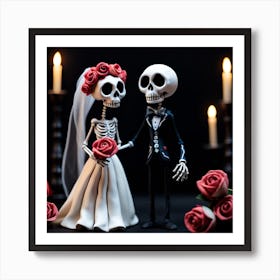 Day Of The Dead Wedding claymation 3 Art Print