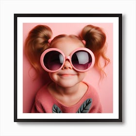 Cute Little Girl Wearing Sunglasses Art Print