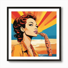 Woman With A Lobster Art Print