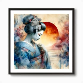 Japan Traditional Geisha Illustration By Ad 4 Art Print