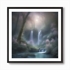 Waterfall In The Forest 1 Art Print