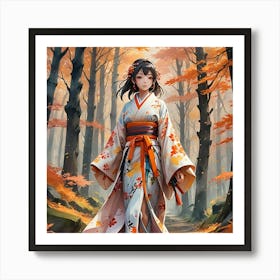 Autumn Kimono Art Print