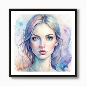 Watercolor Portrait Of A Girl 1 Art Print