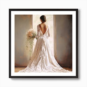 Back View Of A Wedding Dress Art Print