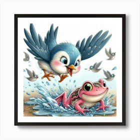 Frog And Bird 2 Art Print