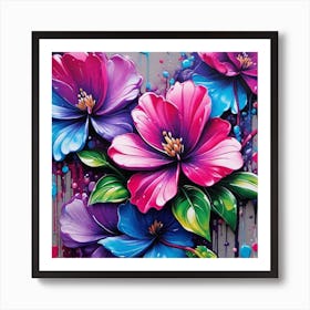 Flowers On The Wall 1 Art Print