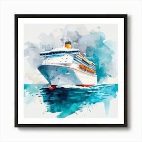 Watercolor Of A Cruise Ship Art Print