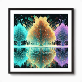 Three Colorful Trees in neon colors 4 Art Print