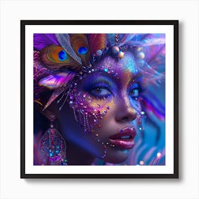 Carnival Woman With Feathers Art Print