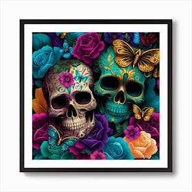 Day Of The Dead Skulls 5 Art Print